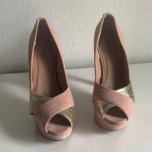 Quips Pink Silver Heels
